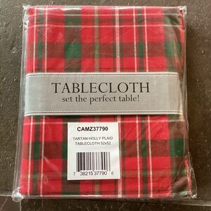 Design Imports Tartan Tablecloth 52x52” NWT